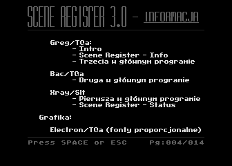 Scene Register 3.0 - Informacja