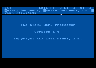Atari Word Processor 1.0, The