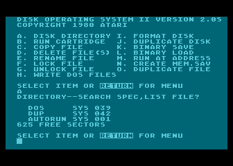 Atari DOS II Version 2.0S